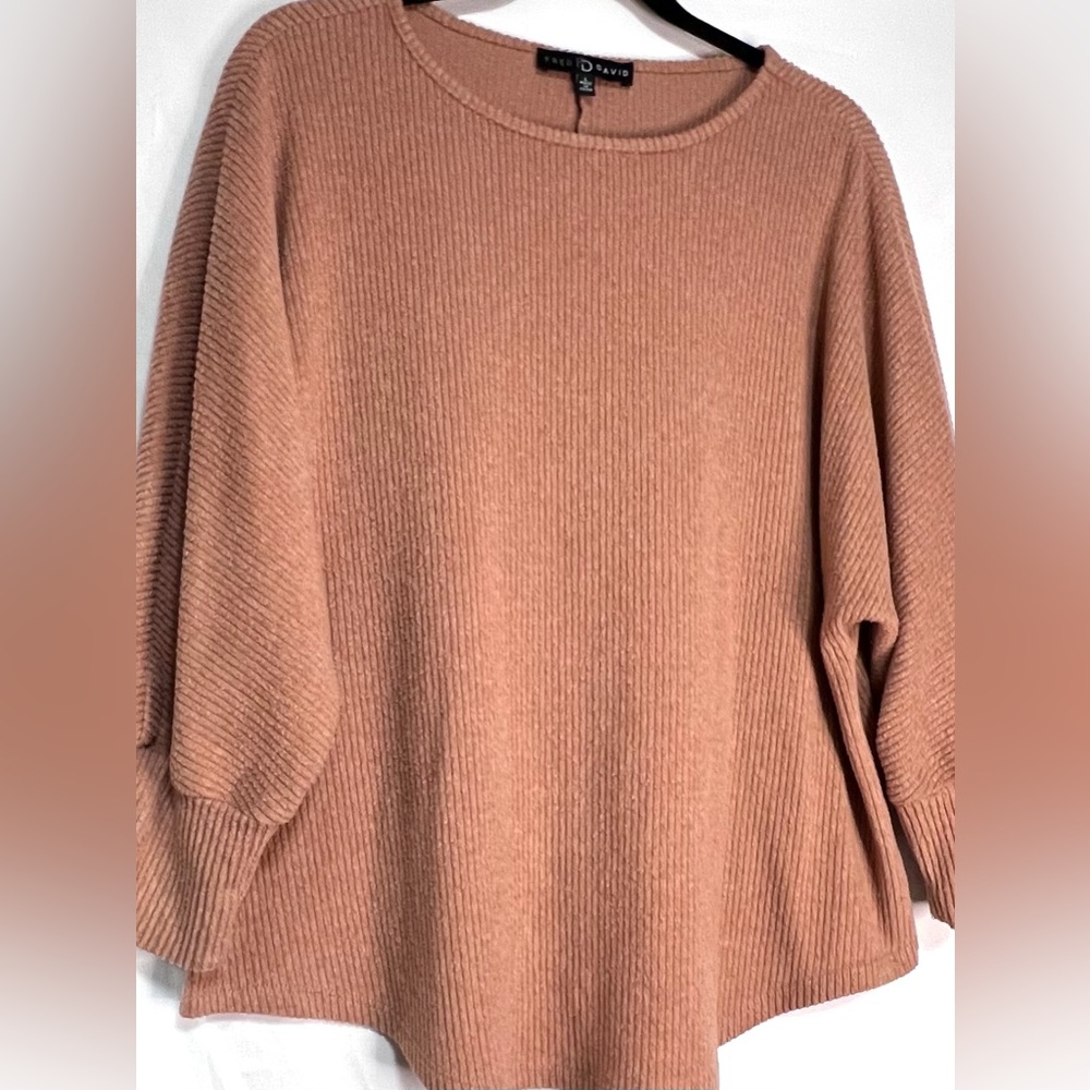 Fred David Blush Oversized Ribbed Knit Sweater Cozy Soft Warm Winter - Picture 3 of 10